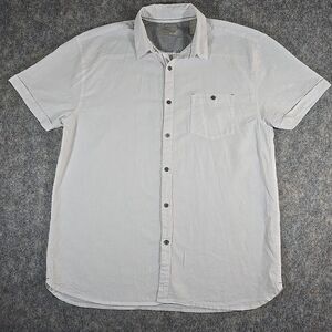 Bruno Washable Linen Blend Button Down Shirt Mens Size Large Short Sleeve White